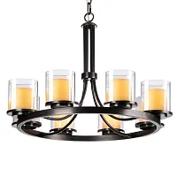 Люстра подвесная 35008/C Newport белая прозрачная на 8 ламп, основание чёрное в стиле кантри Люстра подвесная 35008/C Newport белая прозрачная на 8 ламп, основание чёрное в стиле кантри